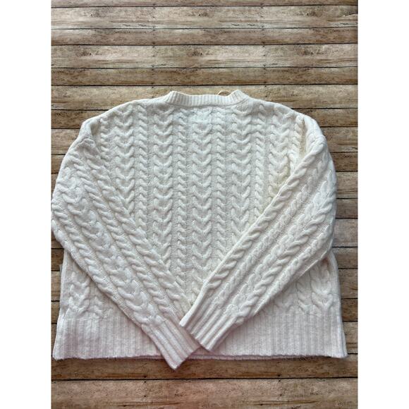 JOIE Cream Cable Knit Fisherman Preppy Cozy Soft Boho Crewneck Sweater M NEW - Picture 2 of 5